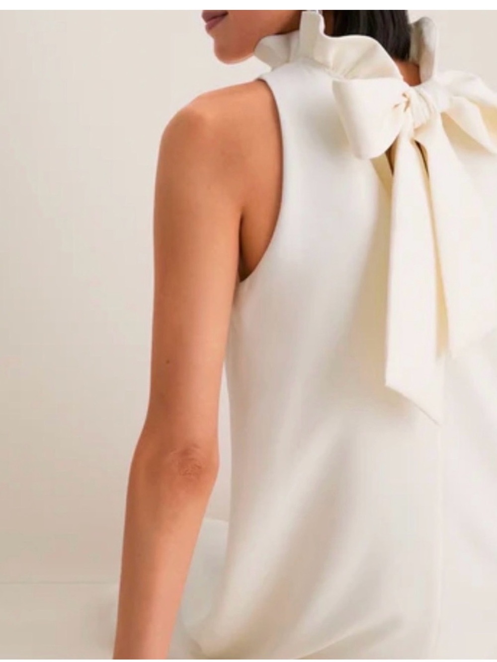 Umgee Cream Backless Bow-Back Sleeveless Dress